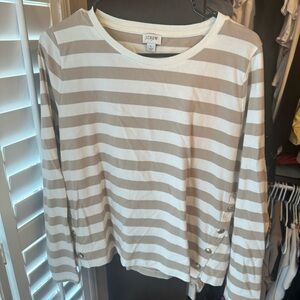 J.Crew Beige and White Striped Top